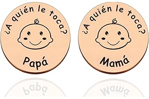 FANAOREN Regalo Bebe, Regalo Bebe Recien Nacido Niño, Moneda de Decision para Nuevos Padres, Regalo Recien Nacido, Regalos Embarazadas Originales, Regalos Mamas Primerizas (B-Oro rosa)