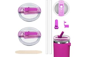 CHIHOLEN 2 tapas Stanley Cup a prueba de fugas, tapas de repuesto para vasos Stanley 30 oz, tapa para Stanley, accesorios para Stanley, con 2 pajitas y 1 herramienta de desmontaje auxiliar (2 rosas)