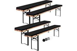 ‎SHOWGEOUS Showgeous 4er-Pack Bierbankauflage Gepolstert für Bierzeltgarnitur Bankauflage 220x25x2cm XL Waschbare Bierbankauflagen Gepolstert Auflage für Biertisch & Partyzeltgarnitur(Schwarz,Wasserabweisend)