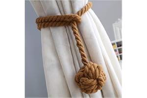 Vankra - Coppia di fermatende con nappa, fatti a mano, in corda di cotone Marrone