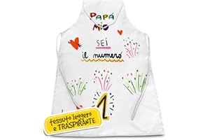 EVENUE Grembiule Regalo Festa del Papà, Idee Regali Compleanno per la Cucina, Originale ed Utile dai Figli, Personalizzato con Illustrazione Papà Sei il Numero 1