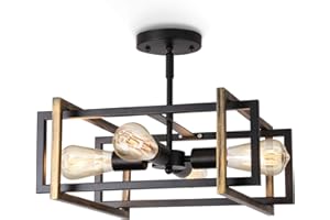 ‎ENCOFT ENCOFT Deckenleuchte Industrial Vintage 4-flammig Deckenlampe Pendelleuchte Hängelampe Decke Lampe E27 Verstellbarem Sockel Bronze Finish für Flur Studie Zimmer Büro Schlafzimmer Wohnzimmer