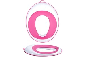 MEERO LONDON Potty Training Toilet Seat-Toddler Kids Toilet Trainer Ring for Boys or Girls -Non-Slip Surface, Storage Hook- (Pink)
