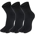 La Vogue 3 Pairs Unisex Warm Flip Flop Split 2-Toe Tabi Socks Winter Cotton Plain Crew Socks Black