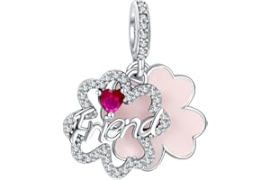 Simphman Familia Hermana Amigos Amor 925 plata esterlina Charms Dangles para pulseras y collares joyería de regalo para las mujeres niñas familia y amigos