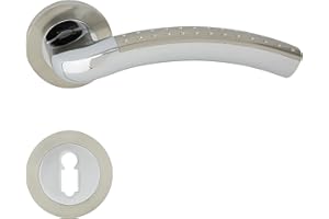 domino Türgriff Drückergarnitur BB-Buntbart Set Rund BB Rosette Türklinke für Zimmertür, Bürotür, Kellertür & Innentür Türbeschläge aus Edelstahl Chrom SHARON ECO-R M6/M9