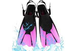 FENGQ Aletas de esnórquel, aletas ajustables cortas, aletas ajustables, set de snorkel para adultos, aletas para niños y adultos, natación, snorkeling, S/L