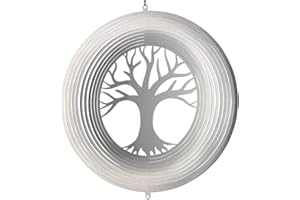 CIM Edelstahl Windspiel - Lebensbaum 300 - lichtreflektierend - Durchmesser: 20cm - inkl. Aufhängung - Gartenddeko Metall