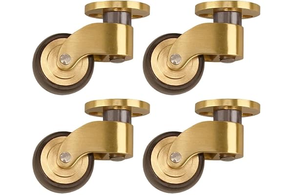 360 graders svängbara mässingsmöbelhjul, set med 4 tysta lagerhjul med monteringsskruvar, kraftiga rullningshjul för soffor, bord, piano/stativ, hemmöbler, guld, svart, 26 mm