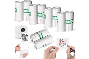 KIPERLINE Rouleau Appareil Photo Enfant 10 Rouleaux Auto-adhésif Rouleau Papier Appareil Photo Enfant Papier Thermique Blanc, Sans Encre pour Appareil Photo Instantané Enfant, Mini Imprimante, 55mm*3M