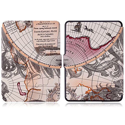 Kindle 7.Gen Hülle Case – MoKo Superleicht PU Leder Tasche Schutzhülle Schale für Amazon E-reader Kindle (7. Generation – 2014 Modell)(Nur Geeignet für Kindle 2014 Modell mit Touchscreen), Map A - 2