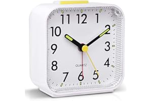 Tisaika Silent Alarm Clocks Bedside Non Ticking Battery Powered Table Clocks Luminous Large Display Snooze Light Function for Bedroom Office