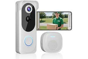 KAMEP Wireless Video Doorbell with Chime, 2K HD No Subscription Security Doorbell Camera, PIR Motion Detection, Night Vision, 2-Way Audio, Battery Powered, SD Card/Cloud Storage, Works with Alexa and Google