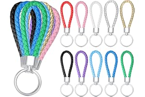 Lhbwhiz 10 stycken flätad lädernyckelring, unisex 10 färger läderband nyckelring för bil, motorcykel, cykel, hus, Tio färger