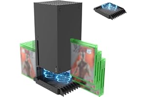 HENGJIERUN Support Vertical Avec Refroidissement Pour Xbox Series X, Console Jeu Refroidissement La Base Pour La Série Pour Xbox X Avec 3 Ports HUB Et 2 Racks Stockage Disque