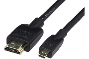 Amazon Basics Mikro-HDMI-kabel, 18 Gbit/s, hög hastighet, 4K vid 60 Hz, 2160p, 48 bitars färg, Ethernet-förberedd, 1,8 m