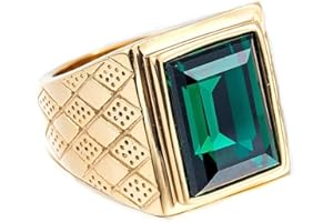 Ayoiow Bague Acier Homme,Anneau Gothique Homme Bague pour Homme Bague Solitaire en Or avec Zircon Taille 54-66.5