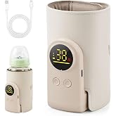 Portable Milk Bottle Warmer 8000 mAh with LED Display | Baby Bottle Warmer, USB Bottle Warmer with 6 Adjustable Temperatures