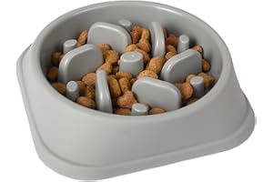 Flamingo Comedero Slow Feeder Bobo - 17x20.5x4.5 cm, 500 ml - Gris - Ideal para Beagle, Bulldog Francés, Cocker Spaniel, Shiba Inu, Teckel y Gato Maine Coon