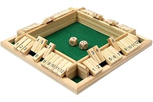 Kitchnexus Juego de mesa de madera de 4 jugadores de lujo Shut The Box clásico juego de dados tablero de juguete (verde)