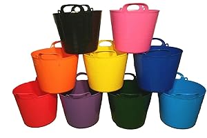 KETOPLASTICS 26L Litre Strong Flexi Tubs Trugs Laundry/Storage/Builder/Garden Buckets - Set of 3