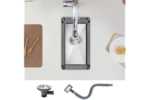 KEOKBON Klein Spüle 25x40cm, 304 Edelstahl Spülbecken 1 Becken Rechteckig Edelstahl Gebürstetes Camping Spüle Unterschrank für Klein küche