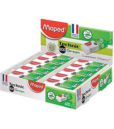Maped - Display di 40 gomme Technic Precision - Gomma ultra precisa per una perfetta cancellazione - Fodero in cartone - Confezione Cellophane - Formato sottile ed efficace - 22,8 mm x
