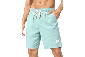 JMIERR Short et Bermudas Homme Pantalon Lin avec Poches été Casual Beach Shorts Cargo Pantacourt