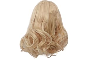 perfk Parrucca per Bambola BJD - Parrucca di Ricambio Riccia Dorata - Fatta a Mano - Adatta per Bambole di Cotone da 20 cm - Età: Bambini - Include: 1 Parrucca