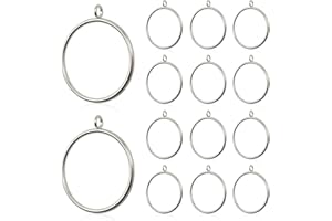 HUAKAILE 14 Metal Curtain Rings 63mm • Silver Eyelet Rings for Sliding Drapery Rod