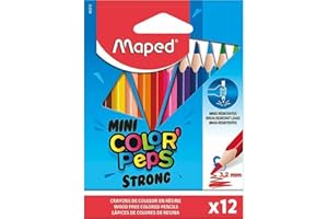 Maped - Mocne mini kredki do kolorowania Peps - 12 ultra odpornych i ergonomicznych kredek do kolorowania - opakowanie 12 małych ołówków