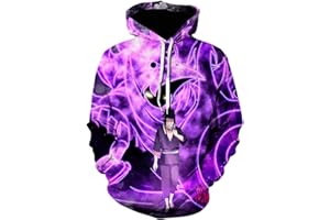 IFIKK Sweat à Capuche Garçon 3D Anime Pull Sweats à Capuche Japonais Anime Cosplay Vetement Enfants Hoodie Uzumaki Uchiha Sasuke Sweat à Manches Longues Vetement