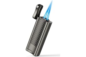 Torch Lighter, Kollea Refillable Butane Lighter, Double Jet Flame Lighter with Punch and Stand, Cool Idea Gift for Men (Butane Gas Not Included)