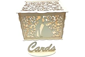 CRGANGZY Vintage Event Card Box Wedding Gift Card Money Post Box, DIY Wooden Hollowed Wedding Cards Gift Storage Box for Wedding Reception Party Supplies (JM01777)