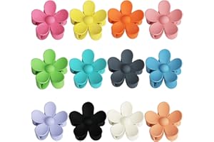 MESSEN 12 Pieces Flower Claw Clips Large Jaw Clip for Women Girls Thick Hair 12 Colors Matte Big Hair Claw Clip Non Slip Strong Hold Hair Catch Clamps Barrettes Headwear Accessories for Thin Hair