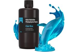 ELEGOO Water Washable 3D Printer Resin, Clear Blue 1000g, Fast Curing, Easy Cleanup with Water, Smooth Finish & High Precision 405nm UV Resin for LCD/MSLA 3D Printing