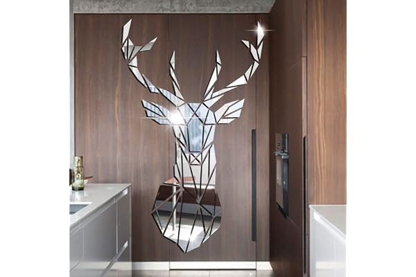 3D Miroir Cerf Stickers Muraux Arts Décoration Murale pour Maison Bureau Étude Salon Canapé Fond Stickers Murau Home Decor Autocollant Mural