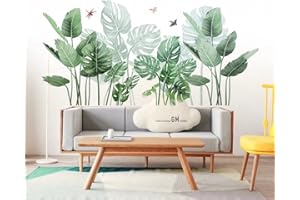 GUANGMU Adhesivos de pared Planta Tropicales Hojas Verde Removable Tropical Tree Leaves Plants Waterproof DIY Art Decor Pegatinas para Salón,Dormitorio,Oficina,Frigorífico,Pared de Fondo de Tv Etc (Planta 1)
