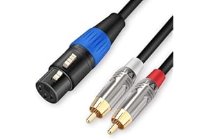 JOLGOO Unbalanced XLR Female to Dual RCA Y Splitter Breakout Cable, 1 XLR Female to 2 RCA Male Y Breakout Cable Adapter Cord, 1 Meter