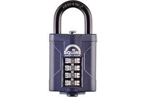 Squire Heavy Duty Padlock (CP40) - Toughest Steel Shackle - 4 Wheel Combination Padlock - Alloy Steel for Corrosion Resistance - Weatherproof Lock for Home, School & Garage (Blue, 40 mm)