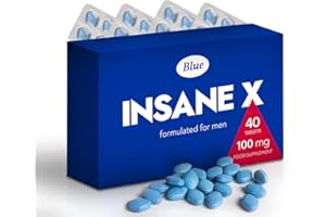 INSANE X 40 Blue Pills for Men 100mg Stronger & Harder Fast-Acting Enhanced Strength Supplements Tablets - Prolonged High Performance - Energy & Male Enhancing - Herbal & Food Supplement UK