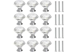 FOCCTS 12 szt. 30 mm kryształowe gałki i klamki do drzwi, diamentowe uchwyty ze śrubami, dekoracja dla domu i biura