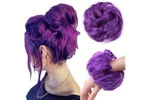 MY-LADY Hair Extension Clip Chignon Capelli Extension Elastico Finti Hair Bun Updo Ponytail Scrunchie Parrucchino Capelli Ricci Mossi Posticci 40g Viola