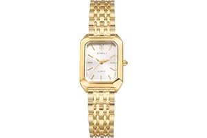 JewelryWe Uhren Damen Metallarmband Quadratisch - Elegant Analog Quarz Armbanduhr Frauen Geschäfts Lässige Uhr mit rechteckigem Muschel Zifferblatt und Legierung Armband