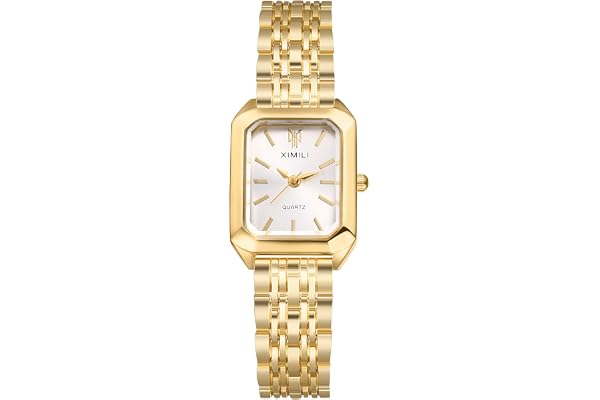 Jewelrywe Quartz-klocka för dam med fyrkantig urtavla: Damklocka i guld med analog kvarts, elegant armbandsklocka med avtagbart armband, armbandsur till jul