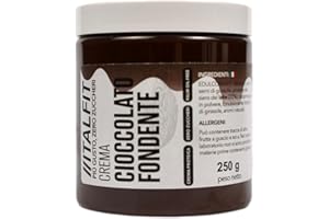 ITALFIT PIU' GUSTO, ZERO ZUCCHERI Crema Proteica Senza Zuccheri Aggiunti | Crema Spalmabile | Senza Conservanti e Coloranti | Senza Glutine e Olio di Palma | Prodotto Artigianale | Origine Sicilia | 250 gr (Cioccolato Fondente)