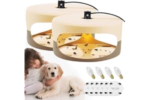 ZOYDP 2 Pack Flea Traps for Home, Flea Light Trap, Flea Lamp Traps for Home, Odorless, Non-Toxic, Natural Flea Catcher Light with 6 Glue Discs and 4 Light Bulbs for Home, Bedding, Carpets