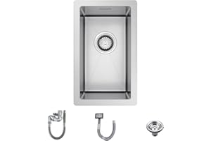 TORVA 26 x 43 x 21.5 cm Inset/Undermount Kitchen Sink, 1.0 Single Bowl Stainless Steel Rectangular Kitchen Sink, Durable and Delicate (Silver)