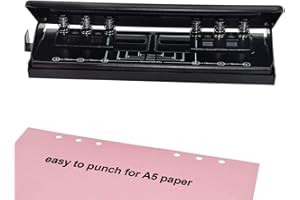 WORKLION Einstellbarer 6-Loch-Locher: Metall 6-Loch-Locher für Planer und 6-Ringbinder mit 6 Blatt Kapazität für A4 / A5 / A6 / Personal/Taschenformat