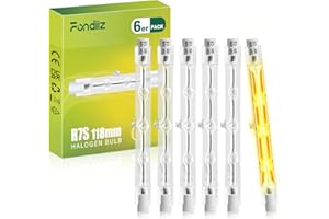 Fondiiz 6 Sztuk Żarówek Halogenowych R7s 118mm, 300W 4200LM Linearna Żarówka Halogenowa R7s Z Regulacją Jasności, 2800K Ciepła Biała J118 Żarówki Bezpieczeństwa Lampa do Reflektora Zewnętrznego